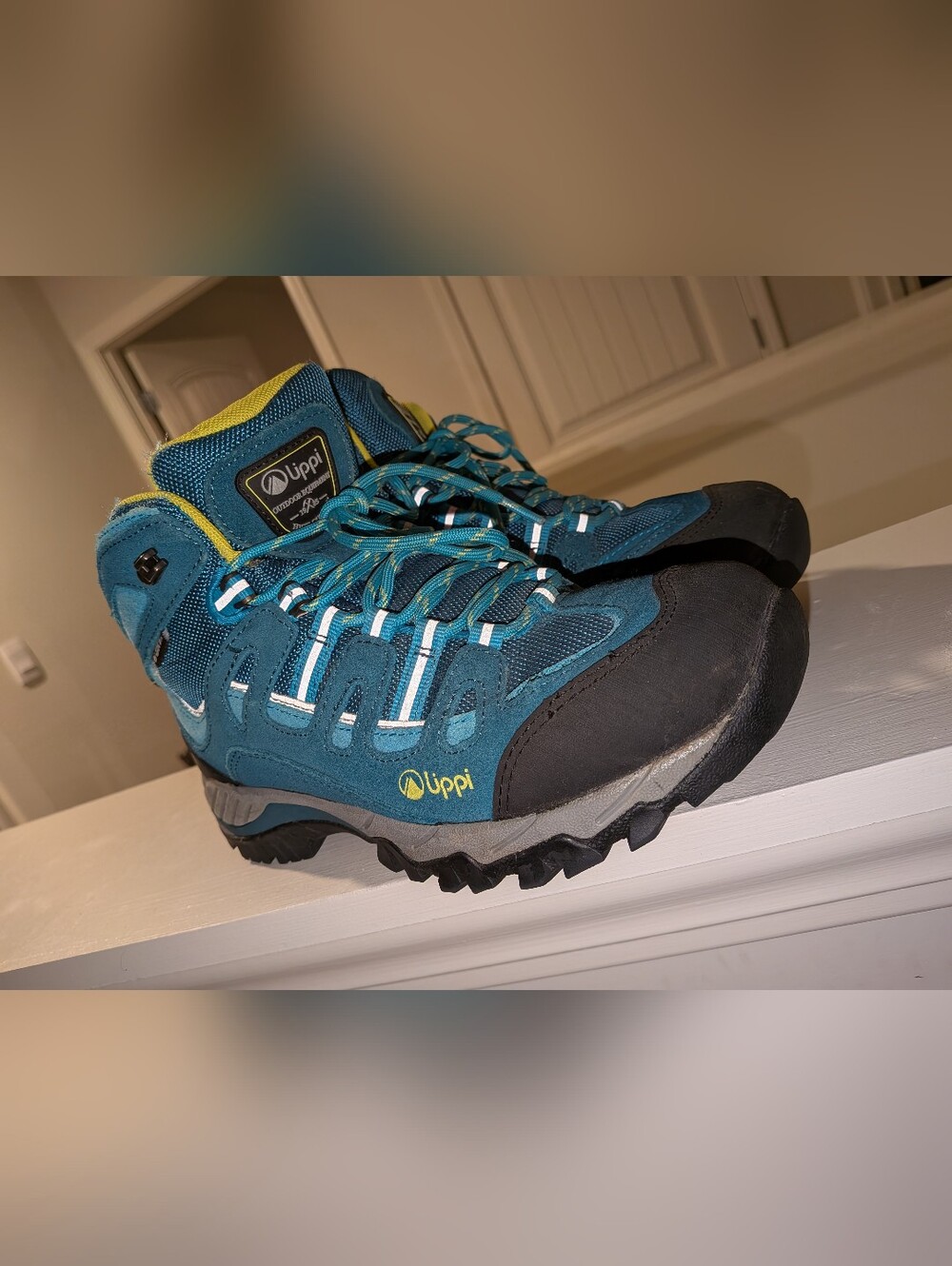 Lippi Teal Hiking Boots with Yellow Accents